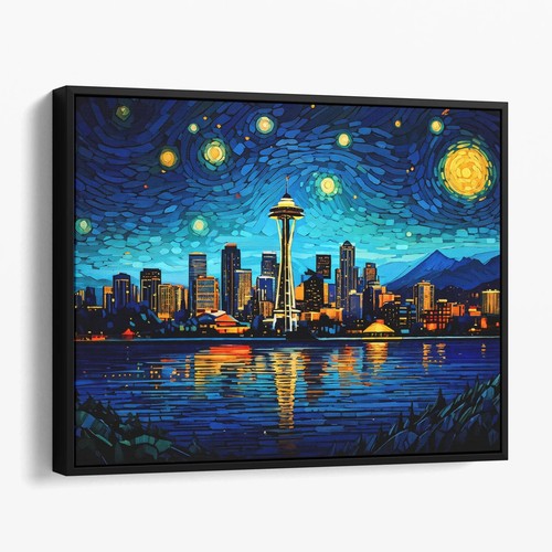 Seattle skyline van gogh - seattle,